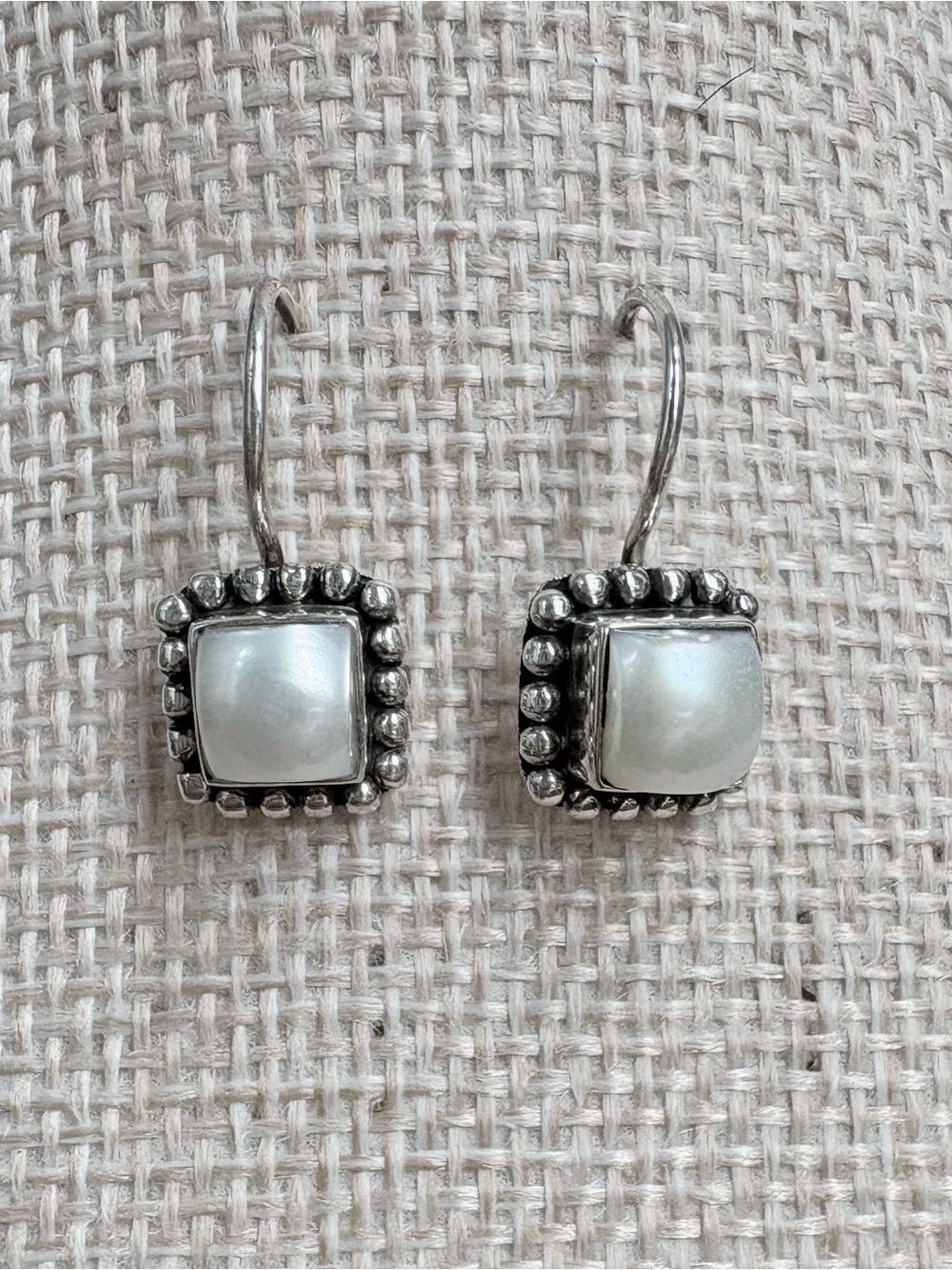 Silpada Sterling Silver Mother ofPearl Button Earrings, W1394, Retired